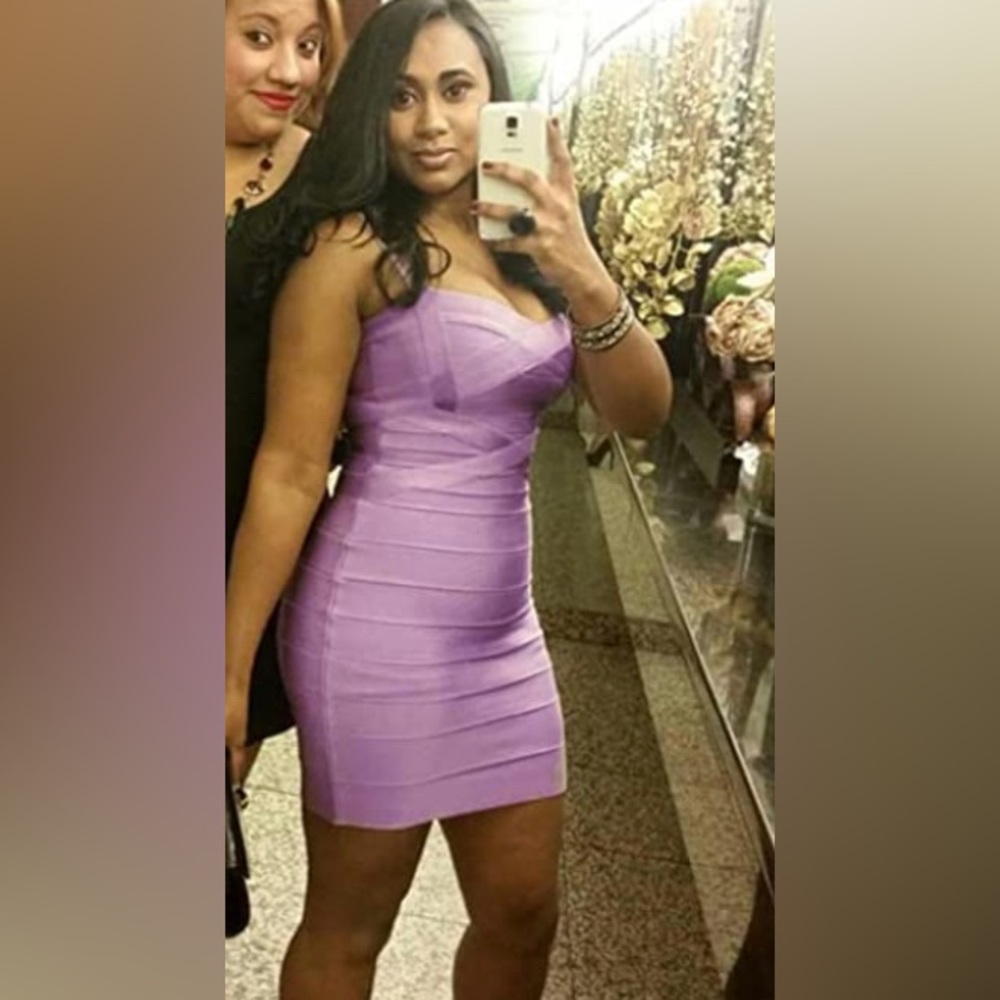 Bandage cocktail dress. Lavender - Picture 3 of 3